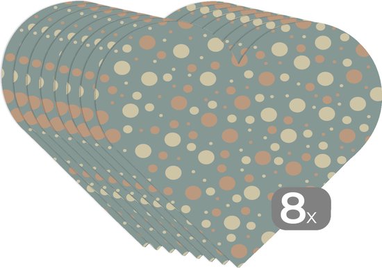 Sous-verres - Napperons - Napperons coeur - Pois - Motif - Grijs - 8 pièces