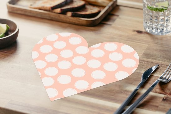 Napperons de table - Napperons de table cœur - Pois - Rose - Motif - 8 pièces