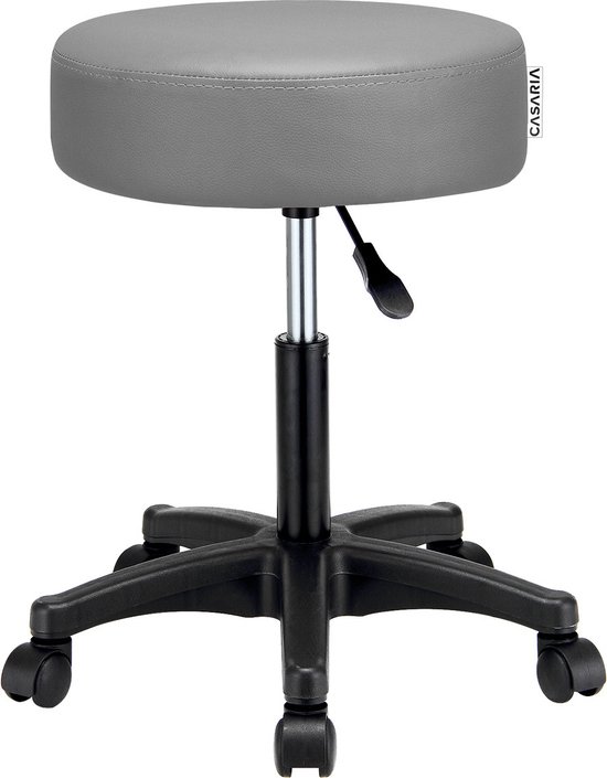 Casaria Verstelbare Draaikruk - 46/60cm Zithoogte – 1 Stuks Grijs