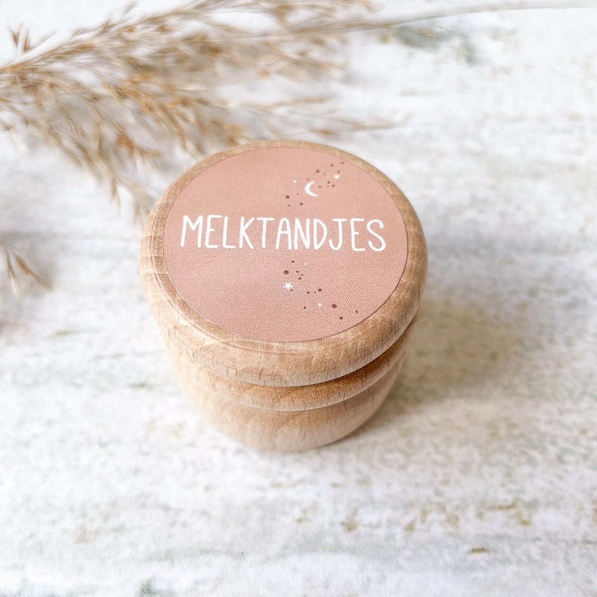 Goedkoopste Tandendoosje | melktandjes | hout | roze | opdruk sticker