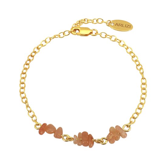 ARLIZI 2107 Bracelet perles pierre de soleil argent massif plaqué or