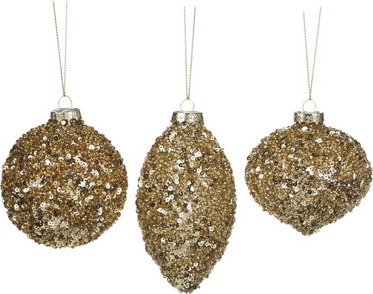 Goodwill Kerstbal Glas Goud 8 cm Voordeel Ass. Per 3 Stuks