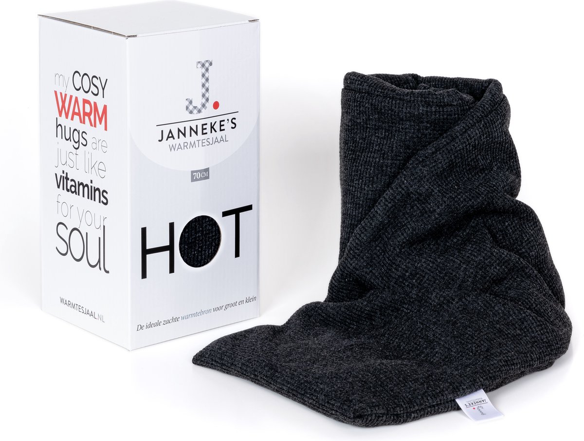 Goedkoopste Janneke's Warmtesjaal - pittenzak - 70 cm lang - lijnzaad - wasbare hoes - antraciet
