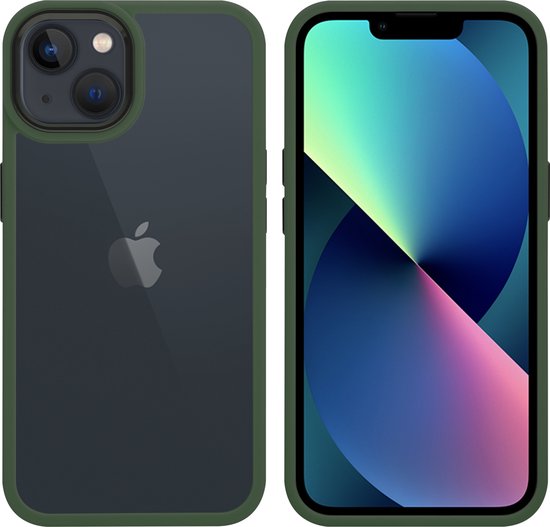 IYUPP Hoesje Geschikt voor iPhone 13 Hoesje - Shockproof Back Cover - Groen Transparant