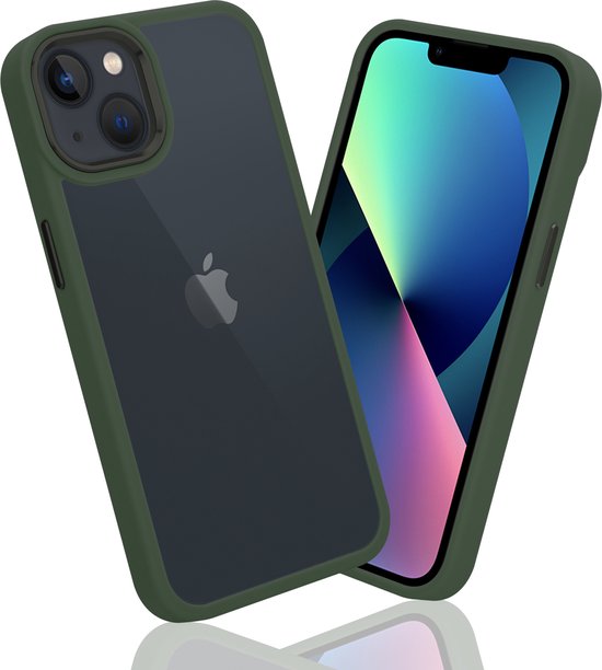 IYUPP Hoesje Geschikt voor iPhone 13 Hoesje - Shockproof Back Cover - Groen Transparant