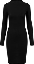 Urban Classics Ladies Velvet Turtleneck Dress Korte jurk zwart XL