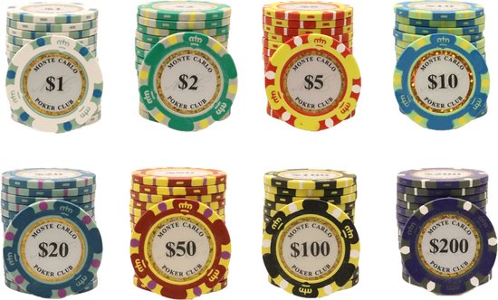 Thumbnail van een extra afbeelding van het spel Poker chips - Poker - Pokerset - Poker chip met waarde 20 - Monte Carlo poker chip - Fiches - Poker fiches - Poker chip - Klei fiches - Cave & Garden