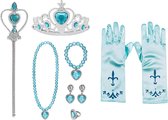 Het Betere Merk - Prinsessenjurk meisje - Prinsessen speelgoed meisje - Speelgoed - Tiara - Prinsessen Verkleedkleding - Blauw