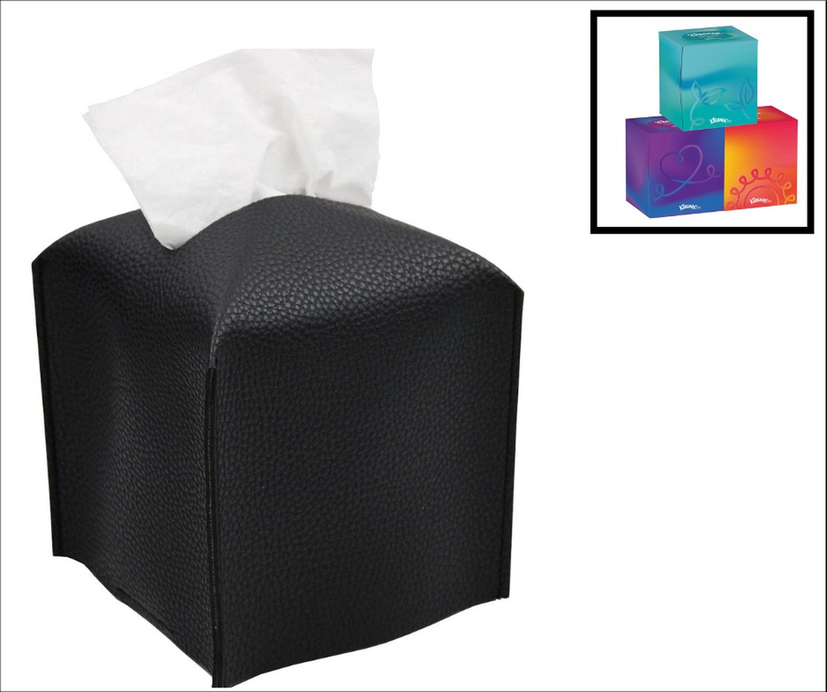 E.Living Zwart Leren Tissue box houder PU LEER Tissues