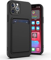 LuxeBass Hoesje geschikt voor iPhone 12 Pro Max - Siliconen hoesje - Zwart - Pasjeshouder - telefoonhoes - gsm hoes - gsm hoesjes