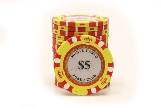 Thumbnail van een extra afbeelding van het spel Poker chips - Poker - Pokerset - Poker chip met waarde 5 - Monte Carlo poker chip - Fiches - Poker fiches - Poker chip - Klei fiches - Cave & Garden