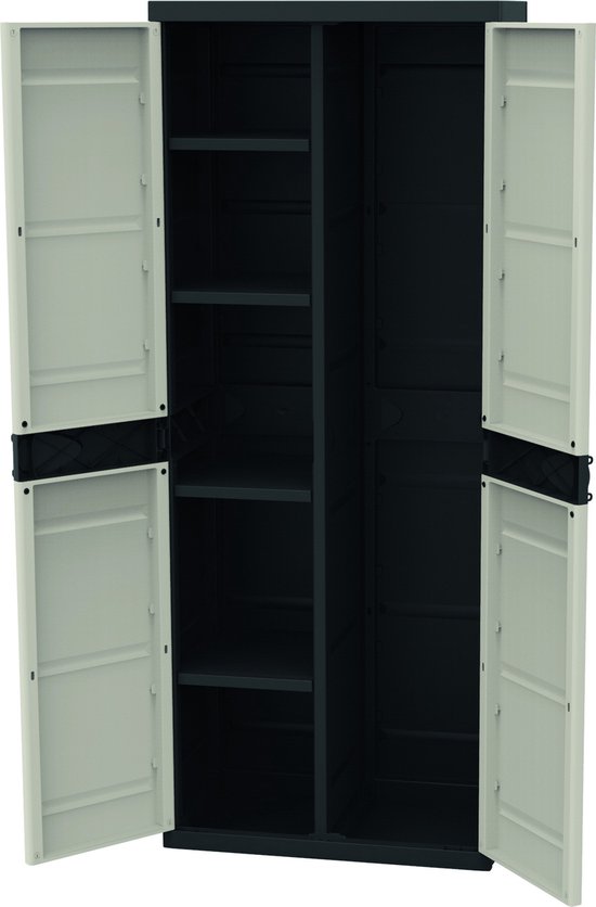 Armoire en résine 2 portes 3 étagères ajustables PVC résistant UV