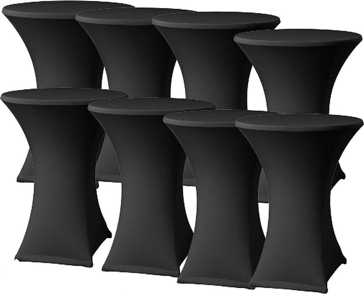 Statafelrok Zwart 80cm - Statafelhoes - Tafelrok - Set van 8 - ∅80-85x110cm - Tafelrokkenshop.nl