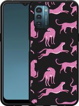 Nokia G11/G21 Hoesje Zwart Roze Cheeta's - Designed by Cazy