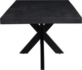 Eettafel met metalen spinpoot - 180cm - schuine rand - zwart - Parker collectie