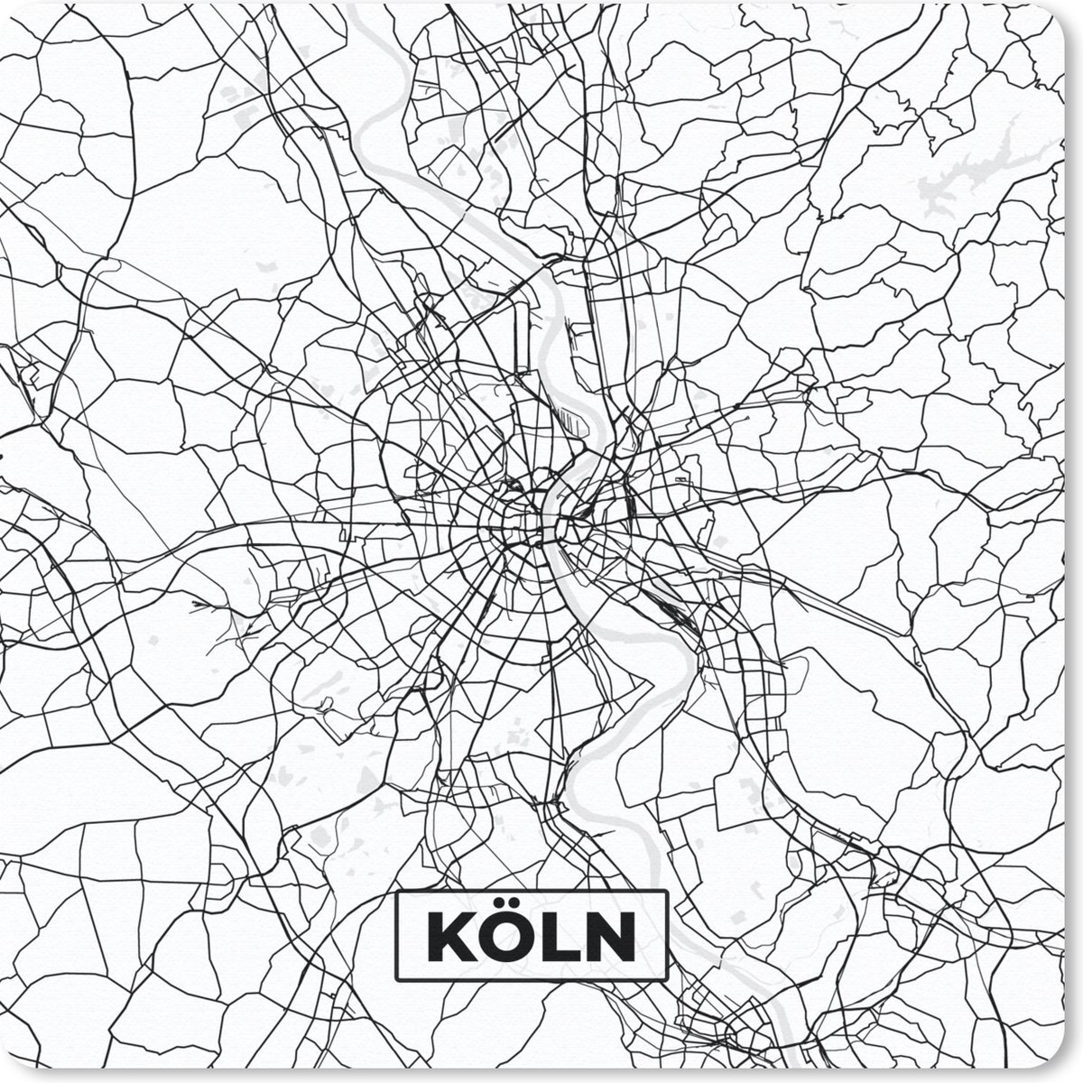 Muismat 20x20 cm - Mousepad Köln - Plattegrond - Stadskaart - Kaart - Muismatten - Stadskaart