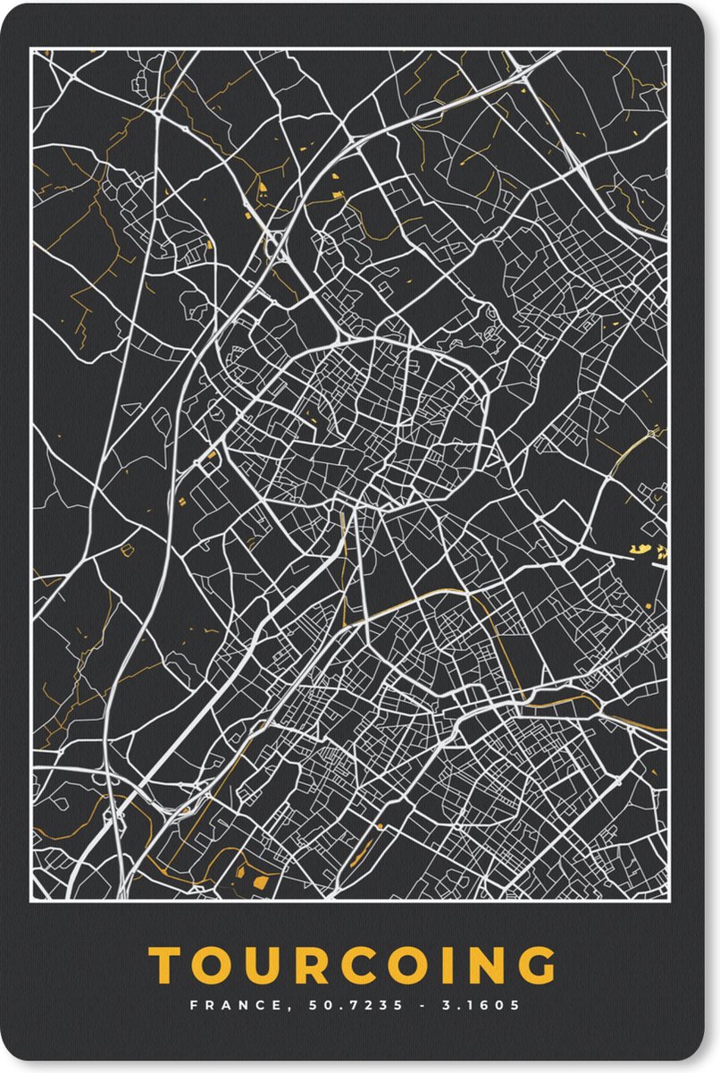 Muismat - Mousepad - Frankrijk - Tourcoing - Stadskaart - Kaart - Plattegrond - 18x27 cm - Muismatten