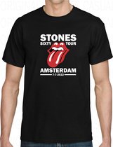 ROLLING STONES Sixty Tour herenshirt - Zwart - Maat XL - Korte mouwen - Ronde hals - Regular Fit - Amterdam Arena - 7 juli 2022 - Mick Jagger - Original Kwoots