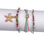 Handgemaakte Armbandenset - 3 stuks - Zeester - Goud - Kralen - Boho Yoga - Vrouwen - Lieve Jewels