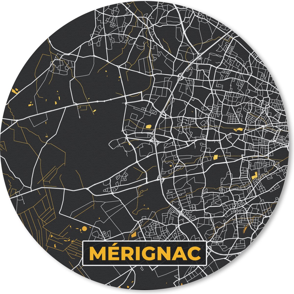 Muismat - Mousepad - Rond - Kaart – Stadskaart – Mérignac - Plattegrond – Frankrijk - 30x30 cm - Ronde muismat