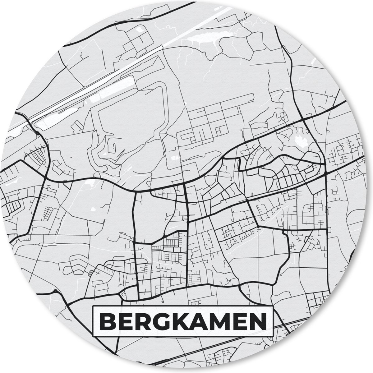 Muismat rond 40x40 cm - Mousepad Stadskaart - Plattegrond - Bergkamen - Duitsland - Kaart - Ronde muismatten - Stadskaart
