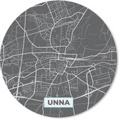 Muismat - Mousepad - Rond - Stadskaart – Plattegrond – Duitsland – Blauw – Unna – Kaart - 40x40 cm - Ronde muismat