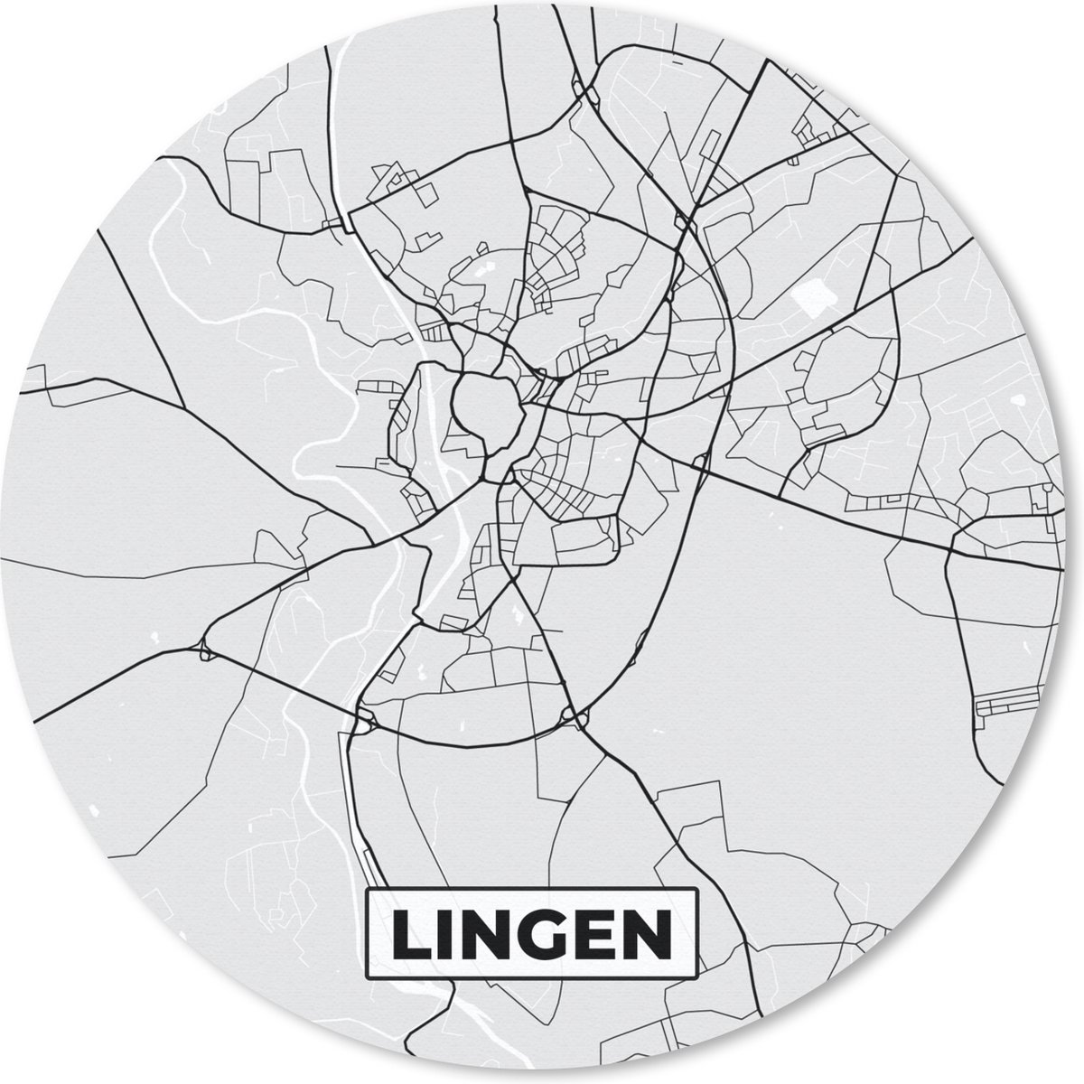Muismat rond 30x30 cm - Mousepad Plattegrond - Duitsland - Lingen - Kaart - Stadskaart - Ronde muismatten - Stadskaart