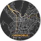 Muismat - Mousepad - Rond - Grenoble – Plattegrond – Frankrijk – Kaart – Stadskaart - 30x30 cm - Ronde muismat