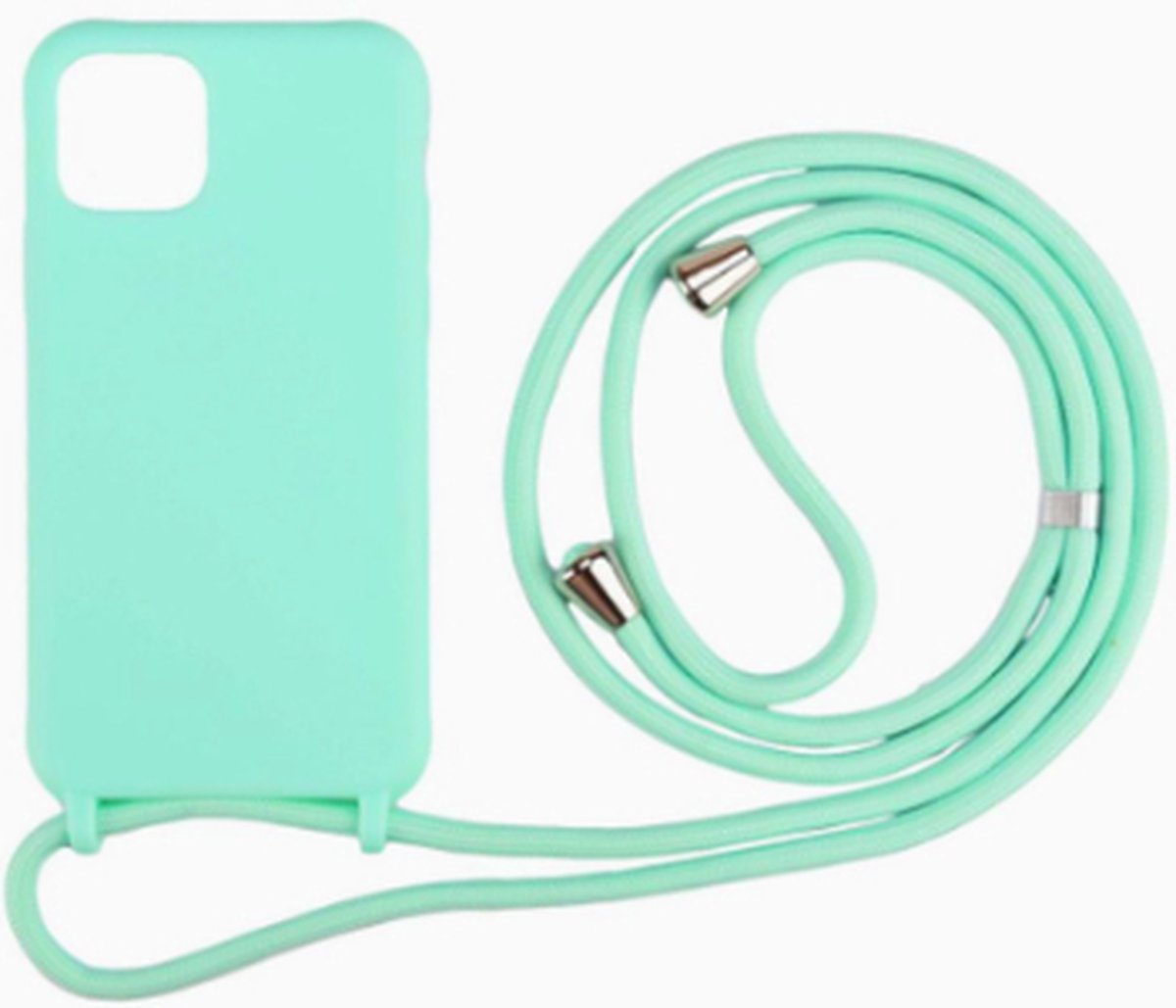 Iphone 11 case - Siliconen telefoonhoesje met koord - ZEEBLAUW