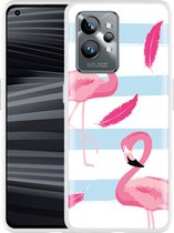 Realme GT2 Pro Hoesje Flamingo Feathers - Designed by Cazy