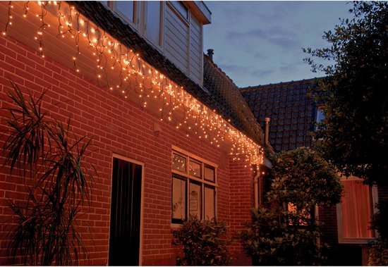 Ijspegelverlichting lichtsnoeren met 200 warm witte lampjes 8 x 0,35 meter - Kerstverlichting
