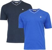2-Pack Donnay T-shirt met V-hals - Sportshirt - Heren - Navy/Royal Blue - maat L
