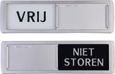 Vrij - Niet Storen Schuifbordje - Grijs Zwart - Hoge Kwaliteit - Aluminium Look - 17,5 cm x 5 cm x 0,6 cm - Promessa Design Schuifborden.