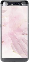 Geschikt voor Samsung Galaxy A80 hoesje - Marmer print - Gouden - Lijn - Siliconen Telefoonhoesje