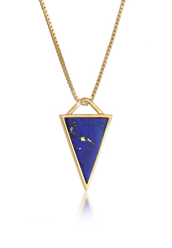 Collier Elli PREMIUM Lapis Lazuli Dreieck Anhänger Edelstein Argent 925