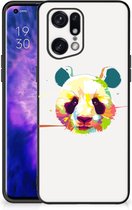 Smartphone Hoesje OPPO Find X5 Pro Back Case TPU Siliconen Hoesje met Zwarte rand Panda Color