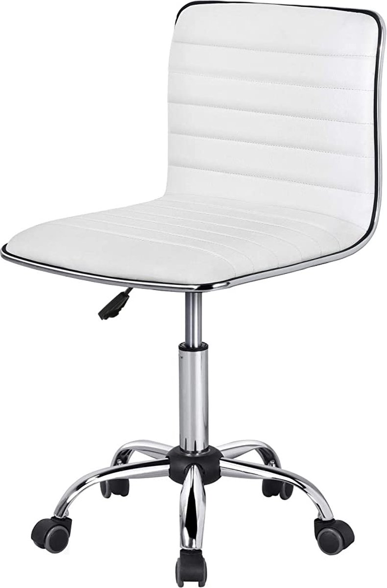 FURNIBELLA - Bureaustoel, in hoogte verstelbare draaistoel, 360° vrij draaibaar, managersstoel met wieltjes wit