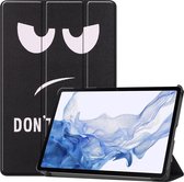 Hoes Geschikt voor Samsung Galaxy Tab S8 Ultra Hoes Book Case Hoesje Trifold Cover - Hoesje Geschikt voor Samsung Tab S8 Ultra Hoesje Bookcase - Don't Touch Me