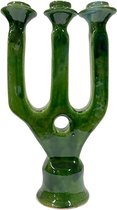 kandelaar Modern Tamegroute aardewerk handmade 3 Arms - Groen