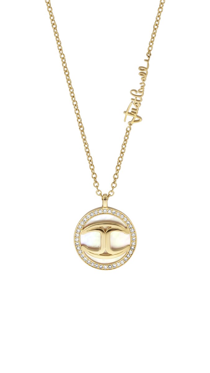 Just Cavalli Glam Logo Just Nacre necklace - Ketting - JCNL00923200 - Goudkleurig - MOP - Zirkonia - 45 + 5 CM