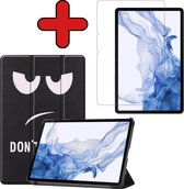 Hoes Geschikt voor Samsung Galaxy Tab S8 Hoes Book Case Hoesje Trifold Cover Met Screenprotector - Hoesje Geschikt voor Samsung Tab S8 Hoesje Bookcase - Don't Touch Me