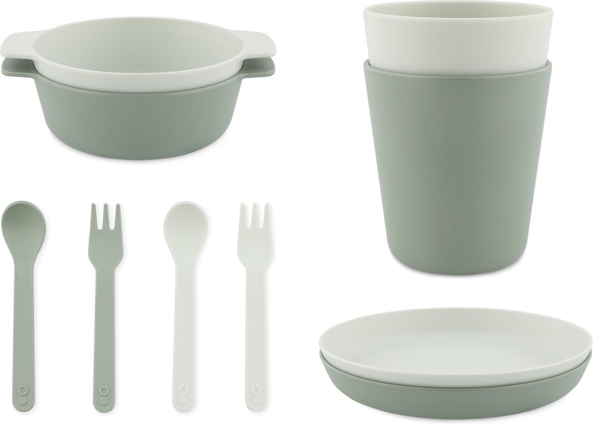 Trixie Eetset PLA Olive - 2 bekers - 2 Kommetjes - 2 Borden - 2 vorken - 2 lepels Trixie Eetset PLA Olive - 2 bekers - 2 Kommetjes - 2 Borden - 2 vorken - 2 lepels