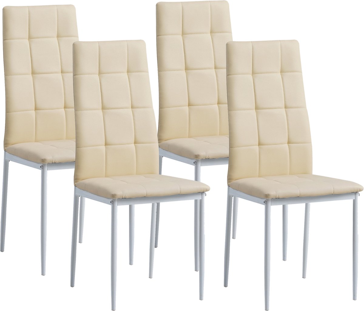 Albatros Eetkamerstoelen set van 4 Rimini - Beige - Edele Italiaanse vormgeving - kunstlederen bekleding, comfortabele gestoffeerde stoel - Moderne keukenstoel, eetkamerstoel of eettafelstoel