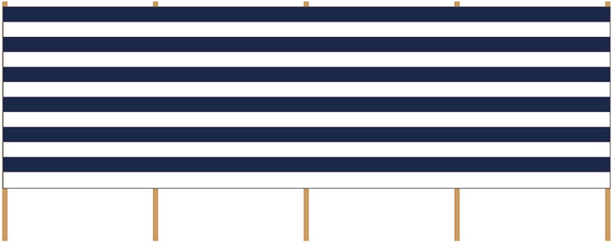 Gebro Windscherm - 3x - wit/blauw gestreept - 2,75 meter x 150 cm - beschutting/schermen - Strand/camping