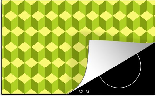 KitchenYeah® Inductie beschermer 81.2x52 cm - Patroon - Groen - Blokken - Kookplaataccessoires - Afdekplaat voor kookplaat - Inductiebeschermer - Inductiemat - Inductieplaat mat