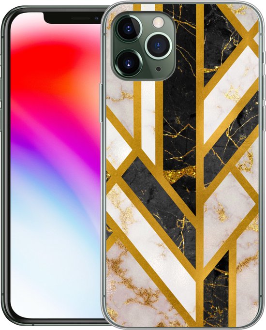 Coque iPhone 11 Pro - Marbre - Or - Glitter - Luxe - Siliconen