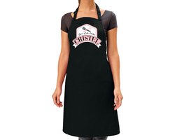 Naam cadeau vrouw Cristel – Queen of the kitchen schort – zwart – keukenschort cadeau – moederdag – verjaardag – dames