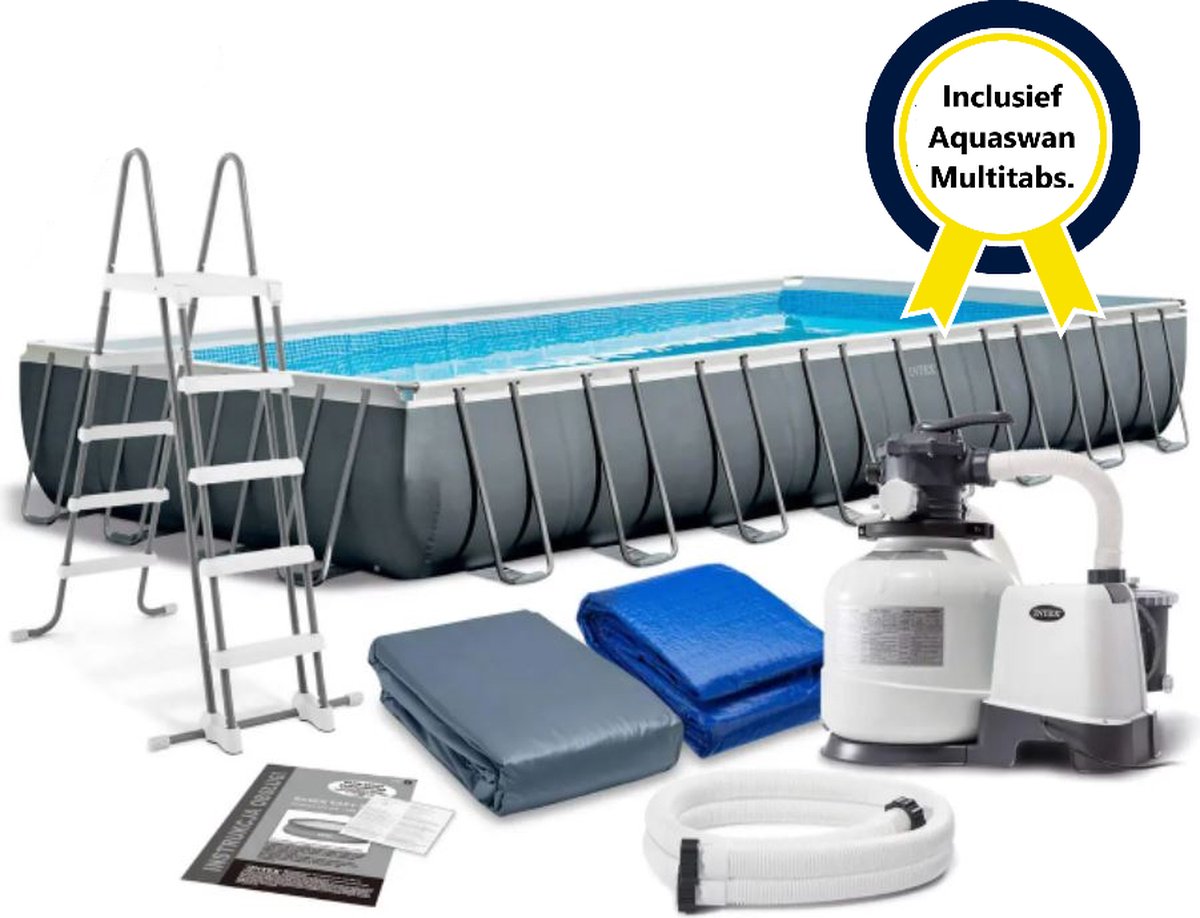Intex Zwembad Ultra XTR Frame zwembad | 975 x 488 x 132 cm | Intex opzetzwembad | Intex Ultra XTR frame | Inclusief Aquaswan 5kg Multitabs | Complete set