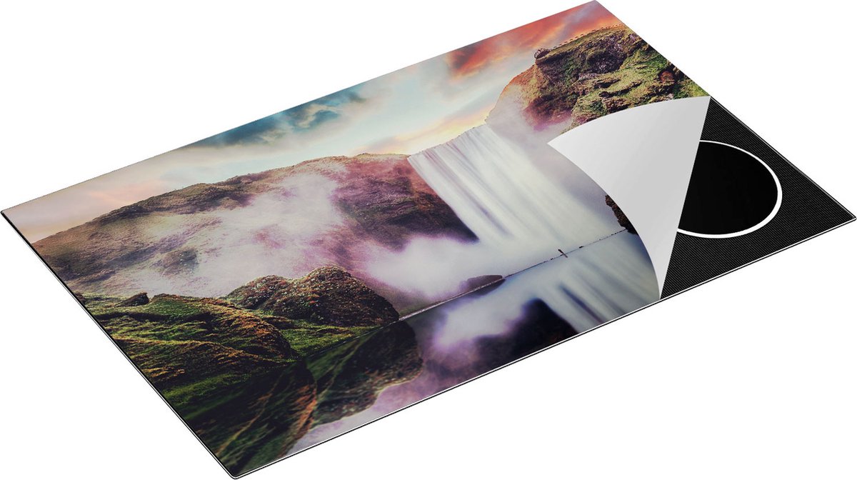 Chefcare Inductie Beschermer Waterval met een Weerspiegeling in het Water - 85x52 cm - Afdekplaat Inductie - Kookplaat Beschermer - Inductie Mat