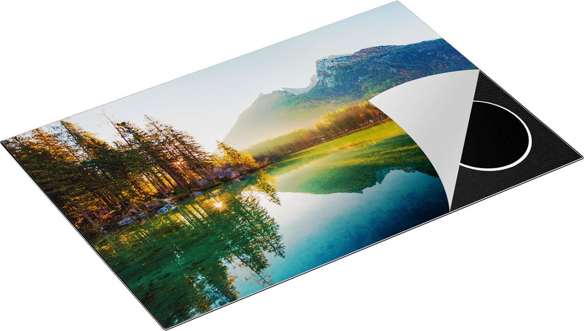 Chefcare Inductie Beschermer Zonsopgang bij het Meer in de Herfst - 81,6x52,7 cm - Afdekplaat Inductie - Kookplaat Beschermer - Inductie Mat